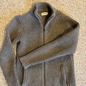 Taylor Stitch Full Zip Ribbed Sweater Grey Size 38